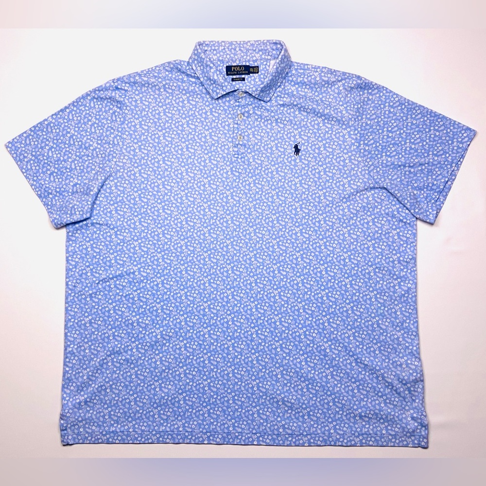 Ralph Lauren Light Blue Floral-Print Polo Shirt - Picture 2 of 8